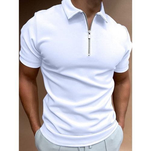 Men‘s Polo Shirt Turndown Collar Short Sleeves Zipper Regular Fit T-Shirts - milanoo.com - Modalova