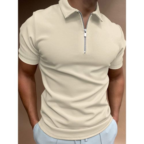 Men‘s Polo Shirt Turndown Collar Short Sleeves Zipper Regular Fit T-Shirts - milanoo.com - Modalova