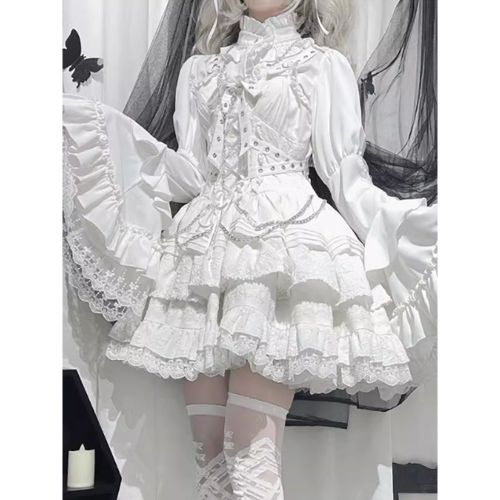 Gothic Lolita Blouses Lolita Top Long Sleeves Ruffles Lace Lolita Shirt - milanoo.com - Modalova