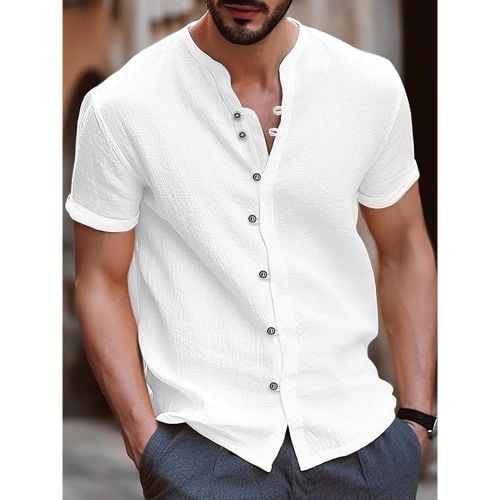 Summer Beach Casual Shirts Short Sleeve Cuban Men's Shirts - milanoo.com - Modalova