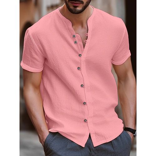 Summer Beach Casual Shirts Short Sleeve Cuban Men's Shirts - milanoo.com - Modalova