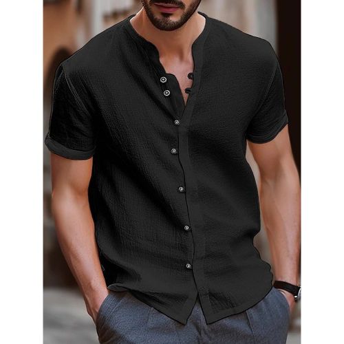 Summer Beach Casual Shirts Short Sleeve Cuban Men's Shirts - milanoo.com - Modalova