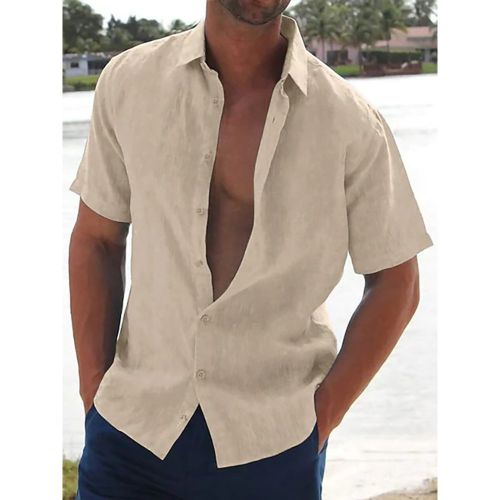 Man's Casual Shirts Turndown Collar Short Sleeve Summer Beach Shirts - milanoo.com - Modalova