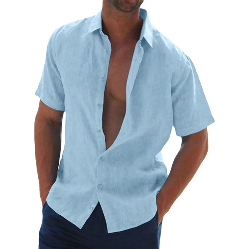 Man's Casual Shirts Turndown Collar Short Sleeve Summer Beach Shirts - milanoo.com - Modalova