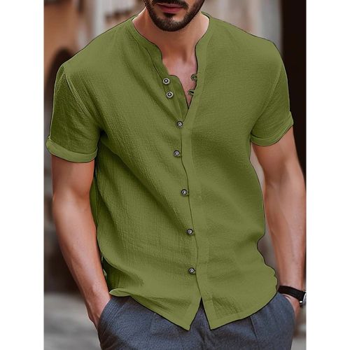 Summer Beach Casual Shirts Short Sleeve Cuban Men's Shirts - milanoo.com - Modalova