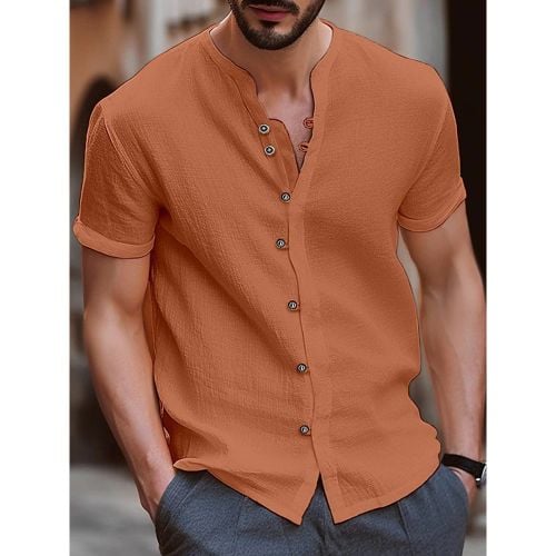 Summer Beach Casual Shirts Short Sleeve Cuban Men's Shirts - milanoo.com - Modalova