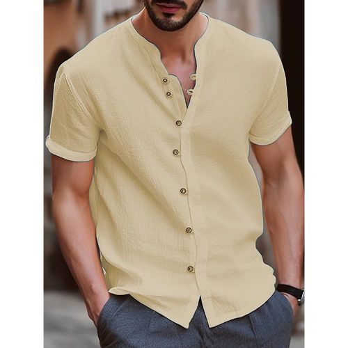 Summer Beach Casual Shirts Short Sleeve Cuban Men's Shirts - milanoo.com - Modalova