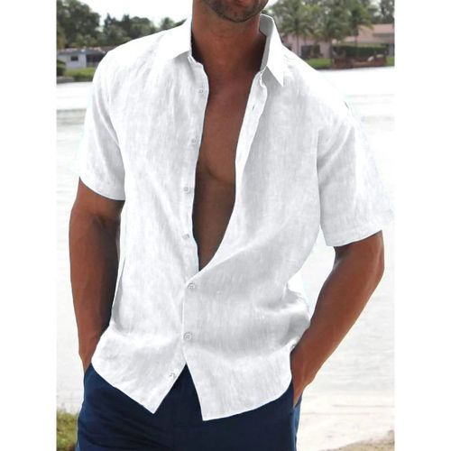 Man's Casual Shirts Turndown Collar Short Sleeve Summer Beach Shirts - milanoo.com - Modalova