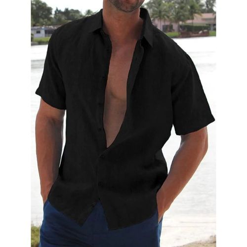 Man's Casual Shirts Turndown Collar Short Sleeve Summer Beach Shirts - milanoo.com - Modalova