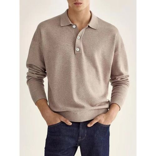 Men's Polo Shirt Collared Long Sleeves Buttons Sports T-Shirt Athletic Golf Polos Daily Shirts - milanoo.com - Modalova