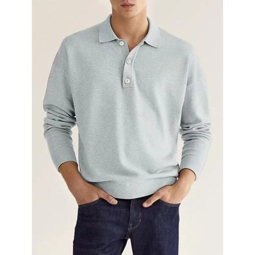 Men's Polo Shirt Collared Long Sleeves Buttons Sports T-Shirt Athletic Golf Polos Daily Shirts - milanoo.com - Modalova