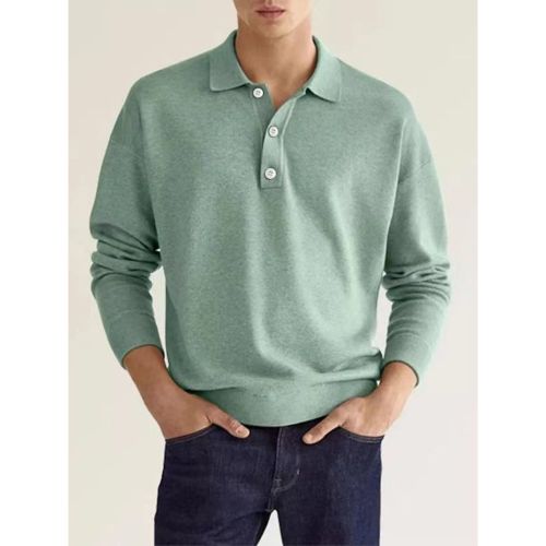 Men's Polo Shirt Collared Long Sleeves Buttons Sports T-Shirt Athletic Golf Polos Daily Shirts - milanoo.com - Modalova