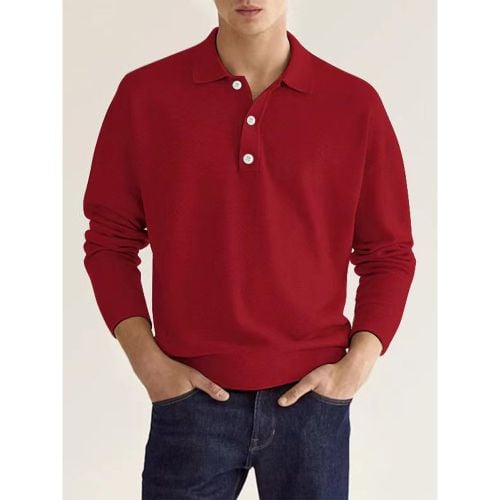 Men's Polo Shirt Collared Long Sleeves Buttons Sports T-Shirt Athletic Golf Polos Daily Shirts - milanoo.com - Modalova