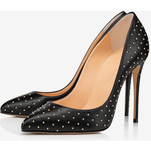 Women High Heels Studed Pointed Toe Slip On Dress Shoes - milanoo.com - Modalova