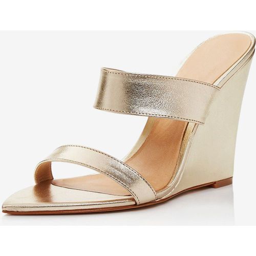 Women's Wedge Slides Rose Oepn Toe Slip On Sandals - milanoo.com - Modalova