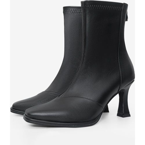 Women's Ankle Boots Square Toe Zipper Special-Shaped Heel Booties - milanoo.com - Modalova