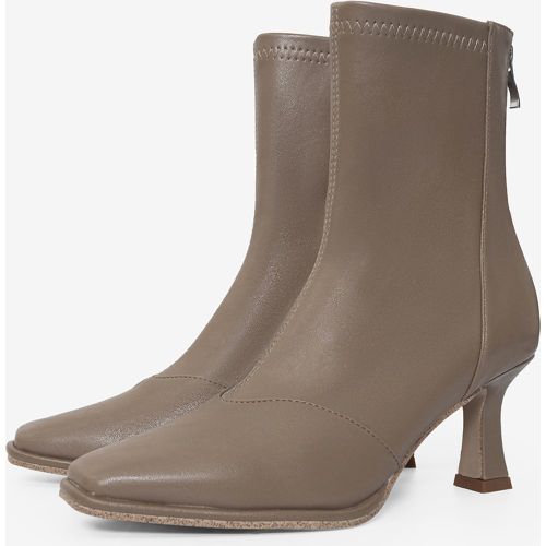 Women's Ankle Boots Square Toe Zipper Special-Shaped Heel Booties - milanoo.com - Modalova