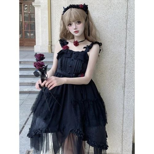 Gothic Lolita Dress Ruffles Flowers Hime Lolita JSK - milanoo.com - Modalova