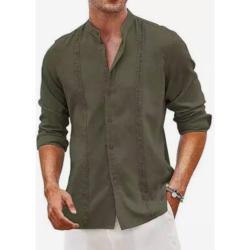 Men's Cuban Guayabera Shirts Long Sleeve Casual Summer Beach Shirts - milanoo.com - Modalova