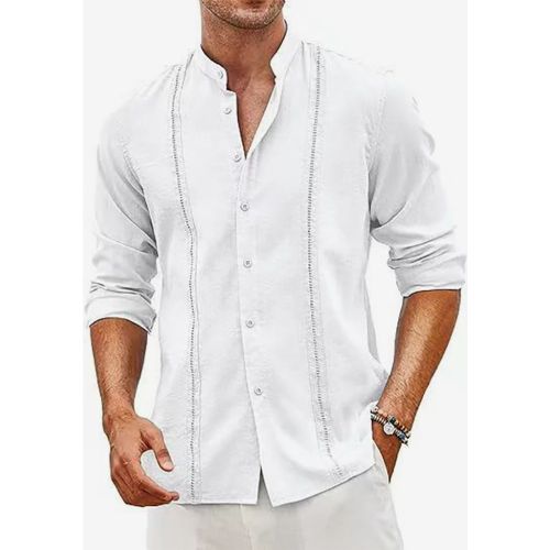 Men's Cuban Guayabera Shirts Long Sleeve Casual Summer Beach Shirts - milanoo.com - Modalova