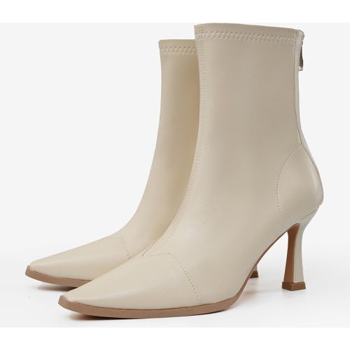 Brown High Heel Booties Square Toe Zip Up Ankle Boots - milanoo.com - Modalova