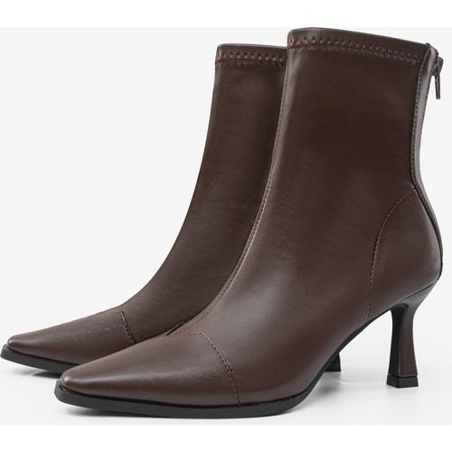 High Heel Booties Square Toe Zip Up Ankle Boots - milanoo.com - Modalova