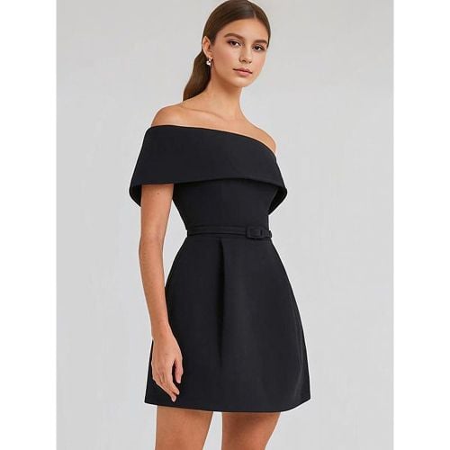 A-line Mini Dress Belted Off-Shoulder Elegant Birthday Party Dress For Women 2025 - milanoo.com - Modalova