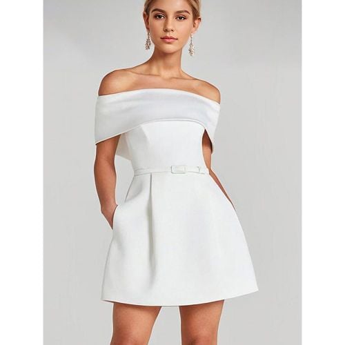 A-line Mini Dress Belted Off-Shoulder Elegant Birthday Party Dress For Women 2025 - milanoo.com - Modalova