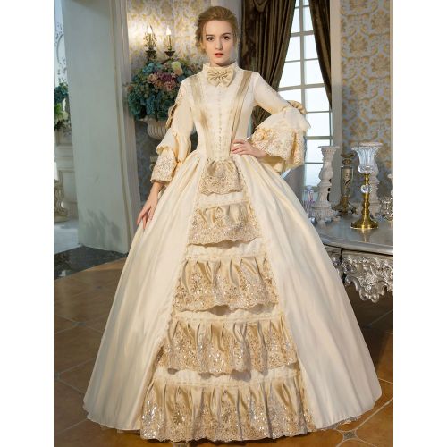 Victorian Dress Costume Retro Costumes Victorian Era Clothing Long Flared Sleeves Ruffle Royal Costumes Dress Halloween - milanoo.com - Modalova