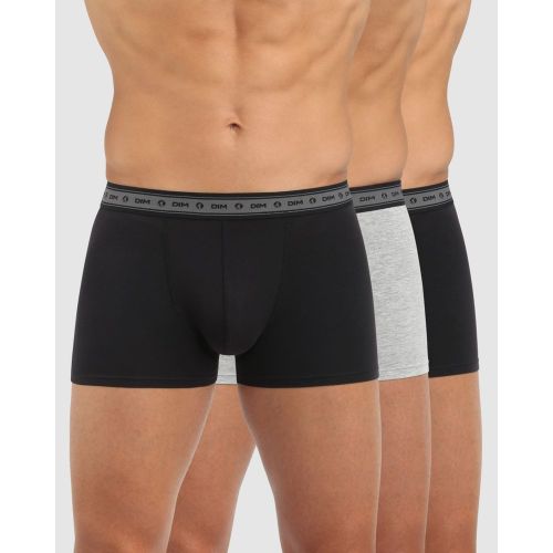Lot 3 Boxer noir/gris perle en coton - Dim Homme - Modalova