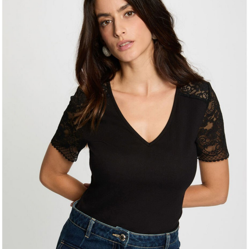 T-shirt manche courte noir - Morgan - Modalova