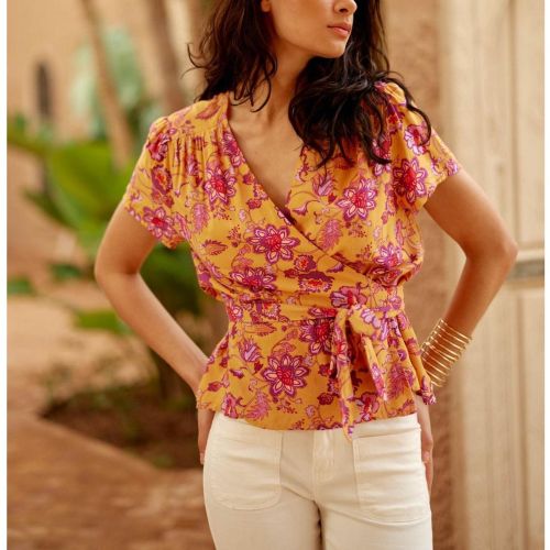 Top imprimé fleurs indiennesTHESS en viscose - La Petite Etoile - Modalova