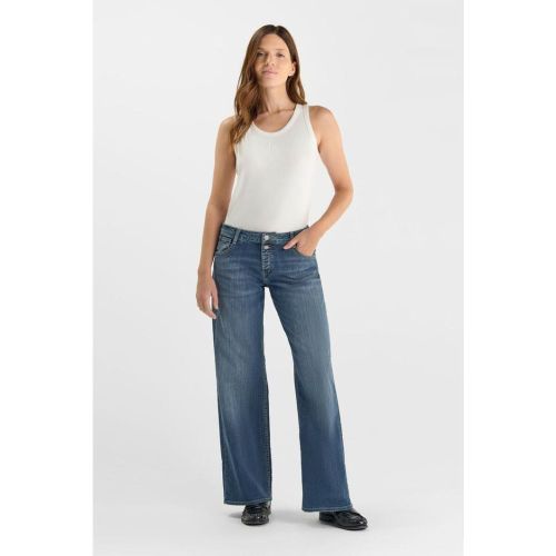 Jean droit femme bleu en coton Meg - Le Temps des Cerises - Modalova