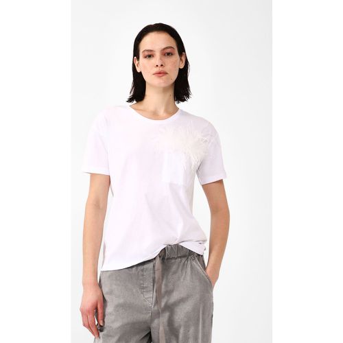 T-shirt in puro cotone monocolour con tasca e piume - Dixie - Modalova