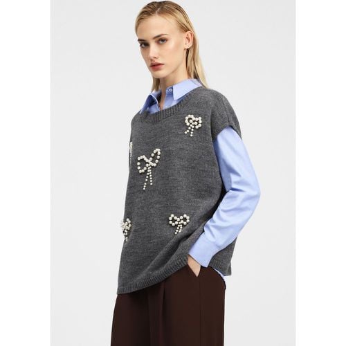 Maglione smanicato con decorazioni di perle - Dixie - Modalova