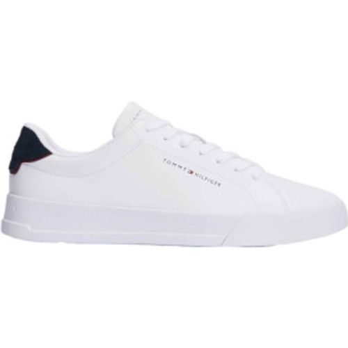 FM0FM05367 Court Detail Leather Sneakers (45), Cuir, Blanc, Plat, Lacets, Casuel - Tommy Hilfiger - Modalova