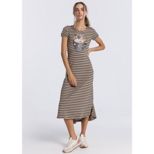 Robe longue à rayures brunes (L), , Casuel, Polyester, Manche courte - Lois Jeans - Modalova