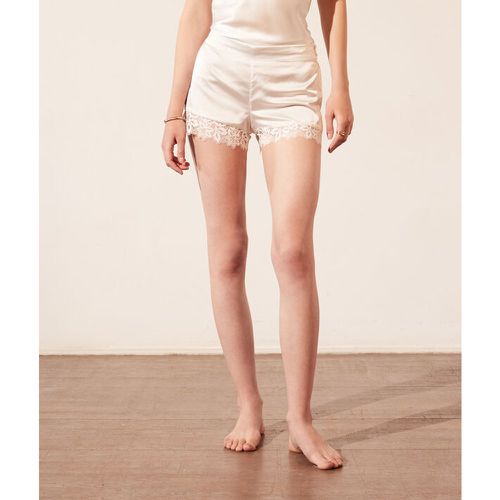 Pantalón corto de satén y encaje - ROMARIN - XL - Ecru - Mujer - Etam - Modalova