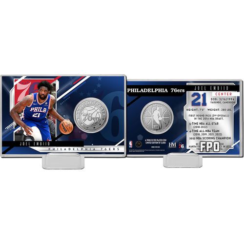 NBA Philadelphia 76ers Joel Embiid argento Mint Coin Card, blu / bianco - Highland Mint - Modalova
