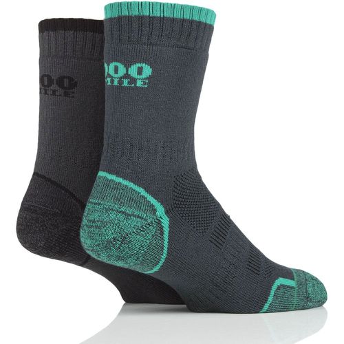 Mens and Ladies 2 Pair Single Layer Walking Socks Emerald/Charcoal 6-8.5 Mens - 1000 Mile - Modalova