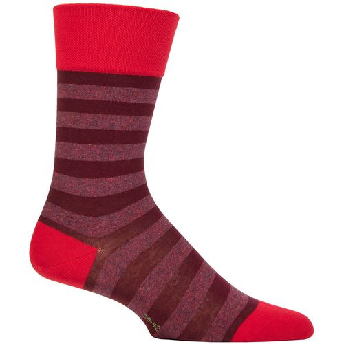 Mens 1 Pair Falke Sensitive London Striped Cotton Socks Passion 5.5-8 Mens - SockShop - Modalova