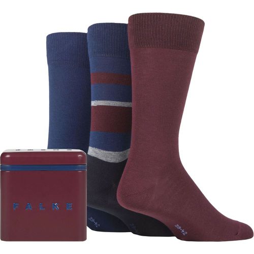 Mens 3 Pair Gift Boxed Patterned Cotton Socks Plain / Stripe 8.5-11 Mens - Falke - Modalova