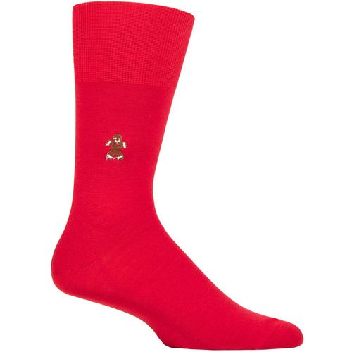 Mens 1 Pair Airport Gingerbread Man Embroidered Wool Cotton Socks Scarlet 7-8 Mens - Falke - Modalova