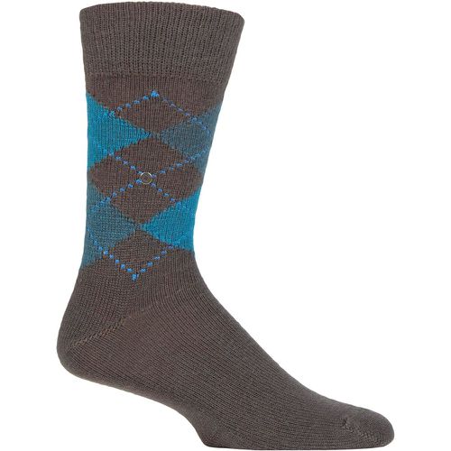 Mens 1 Pair Preston Extra Soft Feeling Argyle Socks Charcoal / Teal 11-14 Mens - Burlington - Modalova