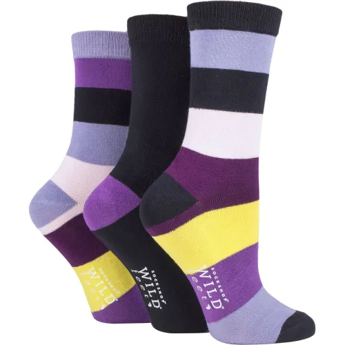 Ladies 3 Pair SOCKSHOP Wildfeet Broad Stripes Bamboo Socks Navy 4-8 Ladies - Wild Feet - Modalova