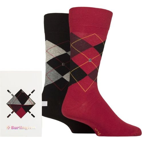 Mens 2 Pair Argyle Gift Boxed Cotton Socks / Red 6.5-11 Mens - Burlington - Modalova