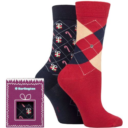 Women's 2 Pair Christmas Gift Boxed Socks Navy 3.5-7 Ladies - Burlington - Modalova