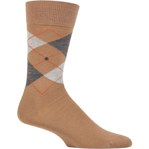 Mens 1 Pair Edinburgh Virgin Wool Argyle Socks Sand / Grey 6.5-11 Mens - Burlington - Modalova