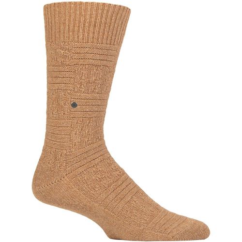 Mens 1 Pair Structured Wool and Cotton Boot Socks Oatmeal 6.5-11 Mens - Burlington - Modalova
