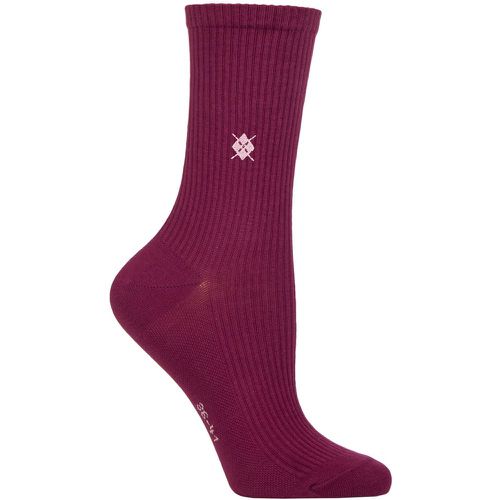 Women's 1 Pair York Organic Cotton Ribbed Socks Burgundy 3.5-7 Ladies - Burlington - Modalova